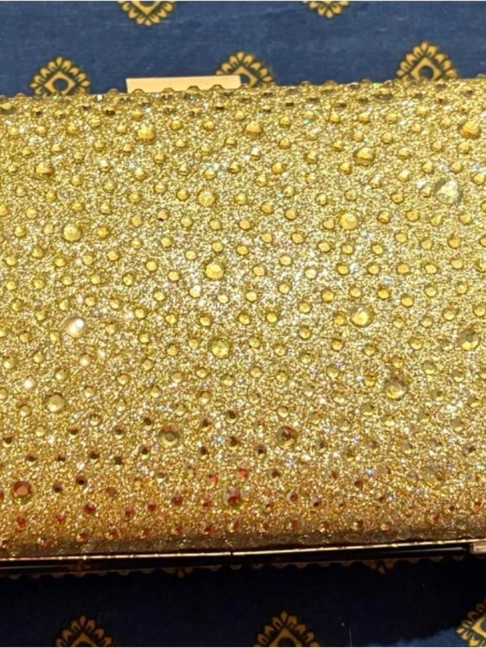 Glitter Crystal Evening Clutch in Gold
